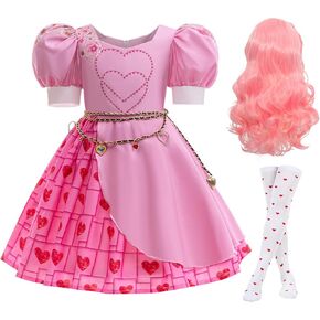Kids Rise Red Costume Girls Bridget Pink Princess Dress Movie Cosplay Halloween Outfit