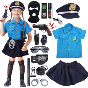 15PCS Police Costume for Girls,Police Officer Costume for Kids Girls,Girls Police Costume for Kids 4-6