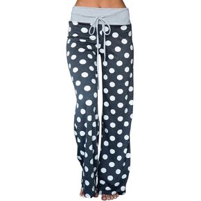 AMiERY Women's Pajama Lounge Pants Floral Striped Polka Dot Print Comfy Casual Stretch Palazzo Bottoms Pants Wide Leg