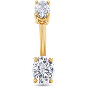 SAVEARTH DIAMONDS 1 4/5 Carat Oval Cut Lab Created Moissanite Diamond Belly Button Navel Rings Body Piercing Jewelry For Women In 14K Gold Over Sterling Silver (VVS1, 1.80 Cttw)