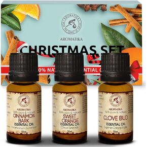 Essential Oil Set Christmas 1.0 Fl Oz - 3x10ml - 30ml - Winter Essential Oil Set - Cinnamon & Orange & Clove Bud Oil - Christmas Scent - Aromatherapy Oils for Diffusers & Aromalamps - Home Fragrance