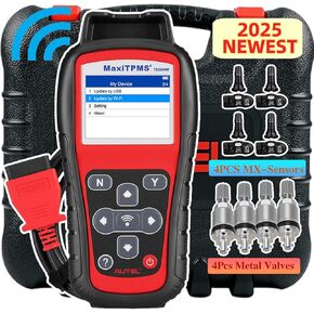 Autel MaxiTPMS TS508WFK-4, 4 PCS Rubber Sensors and 4 PCS Metal Valves, TPMS Programming Tool, TPMS Relearn Tool, Relearn/Reset/Activate/Read/Copy Sensors, Free Lifetime Update