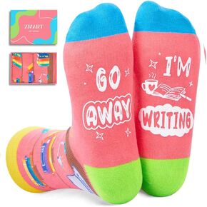 Zmart Gifts for Writers - Funny Writing Socks Author Gifts for Young Writes Women Men, Stocking Stuffers for Writers