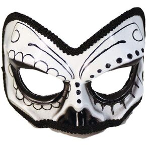 Rubies Adult Day of the Dead Half-Skull Eye-Mask for Themed Parties and Halloween
