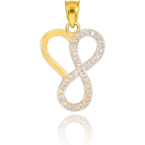 Fine 14k Yellow Gold Diamond Infinity Heart Charm Pendant