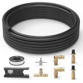Air Line Service Kit for Air Bags Suspension Kit with Brass DOT Air Brake Fittings, 30 FT (9.1M), 1/4 DOT Air Fittings, 1/4 NPT Elbow Fitting, Schrader Valves & Union Tee