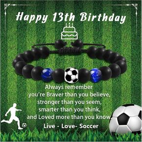 Happy 13th-18th Birthday Bracelet for Son, Soccer Bracelet 13-18 Year Old Birthday Gifts for Him, Son Soccer Gift Christmas Birthday Gifts for Teens