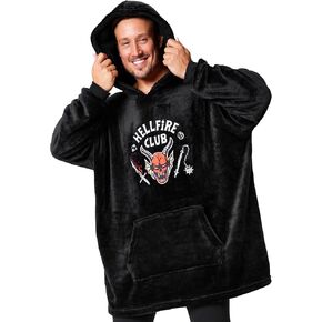 Stranger Things Hoodie Blanket for Men and Teenagers - Cosy Oversized Fleece Hoodie One Size Sherpa Hood - Gifts for Him Black