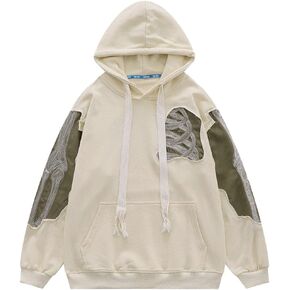 YEOU Y2K Oversized Zip Up Skeleton Hoodie Streetwear Graphic Hoodies Vintage Hooded Sweatshirts