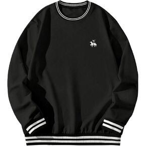 Verdusa Men's Striped Contrast Binding Crew Neck Long Sleeve Sweatshirt Pullovers