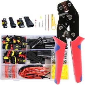 Waterproof Automotive Wire Connectors With Ratchet Wire Crimper Car Plug Male Female 16-20AWG Disconnect Wiring 2/3Pin Electrical Crimping Tool Kit Marine Truck Boat Motorcycle