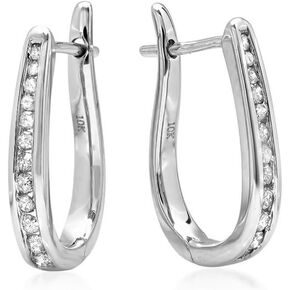 IGI Certified 1/4ct TW Diamond Hoop Earrings in 10K Yellow or White Gold |Real Diamond Earrings for Women
