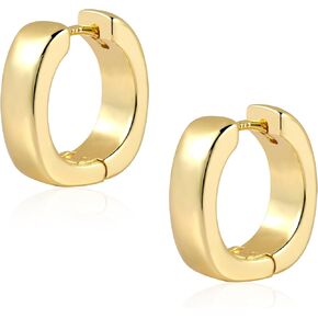 925 Sterling Silver Earrings Small Chunky Hoop Earrings for Women Trendy Huggie Hoop Earrings 14K Gold Plated Hypoallergenic Earrings Small Thick Huggie Hoops Earrings