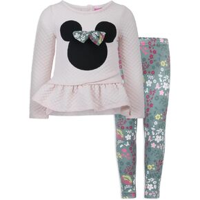 Disney Minnie Mouse Girls Long Sleeve Shirt and Legging Pants Set for Infants and Toddlers
