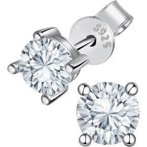 Brilliant Stud Earrings for Men & Women, Certified Moissanite Gemstone, 1CT per Pair, D VVS1, 925 Sterling Silver Plated with Fine Platinum, Jewelry Gift for Birthday, Valentine's Day