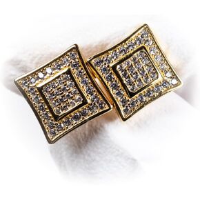 الرجال مربع 14K الذهب الأصفر 925 الفضة الاسترليني هيبوالرجينيك مايكرو تمهيد 3D مثلج 5A تشيكوسلوفاكيا الهيب هوب المسمار الخلفي آخر وأقراط للرجال النساء مجوهرات هدايا in Kuwait