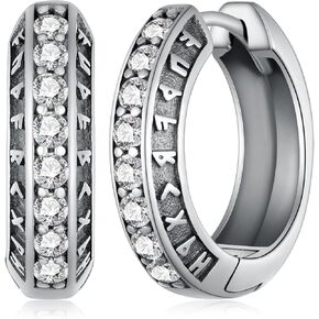 Viking Earrings Men S925 Sterling Silver norse jewelry for men Men Hoop Earrings Viking Jewelry Gifts for Men Women