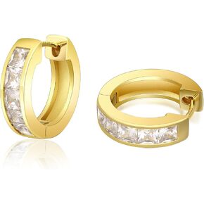 KRKC Hoop Earrings for Men S925 Sterling Silver Hypoallergenic Hoop Earrings, 14K Gold Plating Round Circle Earrings For Men Women