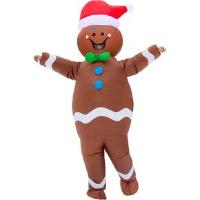 Inflatable Christmas Gingerbread Man Costume Adult Men Size Funny Blow Up Suit
