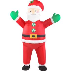 Christmas Inflatable Santa Claus Costume Adult Blow Up Costumes Red Full Body Funny Outfit Men Women Fancy Dress for Holiday Xmas Party Parade Gathering
