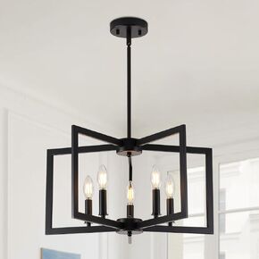 Black Chandelier for Dining Room, 8-Light Kitchen Chandelier Light Fixture Modern Metal Industrial Large Chandeliers for Farmhouse Entryway Living Room (E12 Bulbs Not Included)