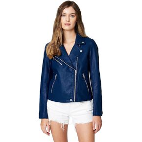 [BLANKNYC] Womens Luxury Clothing Semi Fitted Vegan Leather Motorcycle Jacket
