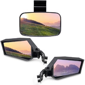 A & UTV PRO Side Mirrors & Wider Rear View Mirror Kit for Polaris Ranger XP 1000/ Crew XP 1000 2018-2023, UTV Adjustable Folding Convex Breakaway Rearview Mirror Accessories, 3PCS