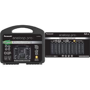 Panasonic K-KJ55KHC86A Eneloop pro High Capacity Rechargeable Batteries Power Pack 8AA, 6AAA, 4 Hour Quick Battery Charger and Plastic Storage Case