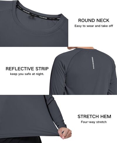 3 قطع من قمصان الحماية من الطفح الجلدي للرجال بأكمام طويلة من الأشعة فوق البنفسجية بعامل وقاية من أشعة الشمس 50+، قمصان للحماية من الشمس، قمصان للسباحة، سريعة الجفاف، للتمرين والمشي لمسافات طويلة in Kuwait