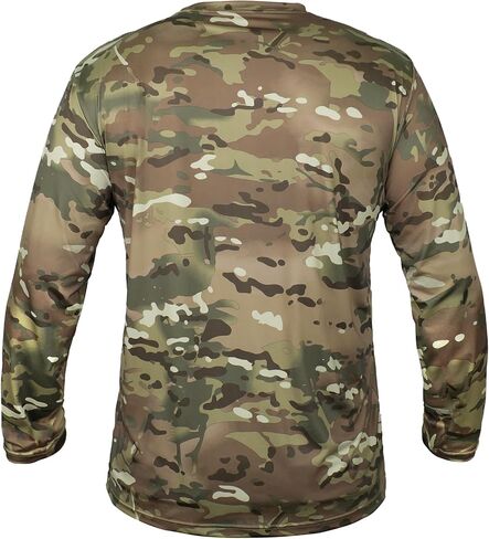 Camo Hunting Shirts for Men Long Sleeves Crewneck Quick Dry Performance UPF 50+ Hiking Fishing Shirt in Kuwait