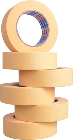 ADHES Automotive Refinish Masking Tape, Car Vehicles Auto Body Paint Tape for Curve High Temperature Resistance Automotive Painters Tape 1.4 inch x 60 yds x 6 Rolls, Yellow in Saudi Arabia