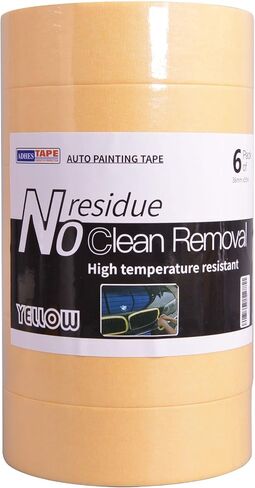 ADHES Automotive Refinish Masking Tape, Car Vehicles Auto Body Paint Tape for Curve High Temperature Resistance Automotive Painters Tape 1.4 inch x 60 yds x 6 Rolls, Yellow in Saudi Arabia