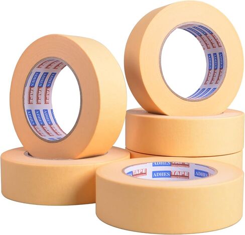 ADHES Automotive Refinish Masking Tape, Car Vehicles Auto Body Paint Tape for Curve High Temperature Resistance Automotive Painters Tape 1.4 inch x 60 yds x 6 Rolls, Yellow in Saudi Arabia