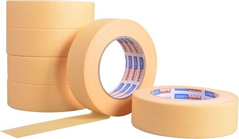 ADHES Automotive Refinish Masking Tape, Car Vehicles Auto Body Paint Tape for Curve High Temperature Resistance Automotive Painters Tape 1.4 inch x 60 yds x 6 Rolls, Yellow in Saudi Arabia