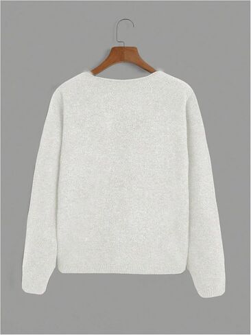 SHENHE Women's Asymmetrical Button Down Crewneck Cardigan Long Sleeve Casual Sweater in Saudi Arabia