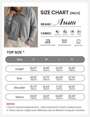 Arssm Womens Ruffle Collar Cardigan Cropped Button Down Open Front Sweaters Knitted Long Sleeve Fall 2024 Elegant Outwear in Saudi Arabia