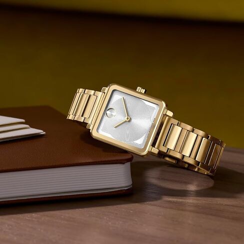 ساعة Movado Bold Evolution 2.0 للسيدات الفاخرة، حركة كوارتز سويسرية - ستانلس ستيل - مقاومة للماء حتى 3ATM - هدية كلاسيكية 28 مم × 26 مم لها in Kuwait