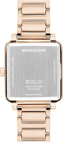 ساعة Movado Bold Evolution 2.0 للسيدات الفاخرة، حركة كوارتز سويسرية - ستانلس ستيل - مقاومة للماء حتى 3ATM - هدية كلاسيكية 28 مم × 26 مم لها in Kuwait