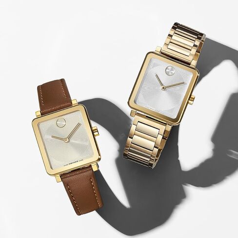 ساعة Movado Bold Evolution 2.0 للسيدات الفاخرة، حركة كوارتز سويسرية - ستانلس ستيل - مقاومة للماء حتى 3ATM - هدية كلاسيكية 28 مم × 26 مم لها in Kuwait