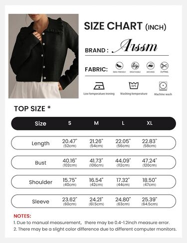 Arssm Womens Ruffle Collar Cardigan Cropped Button Down Open Front Sweaters Knitted Long Sleeve Fall 2024 Elegant Outwear in Saudi Arabia