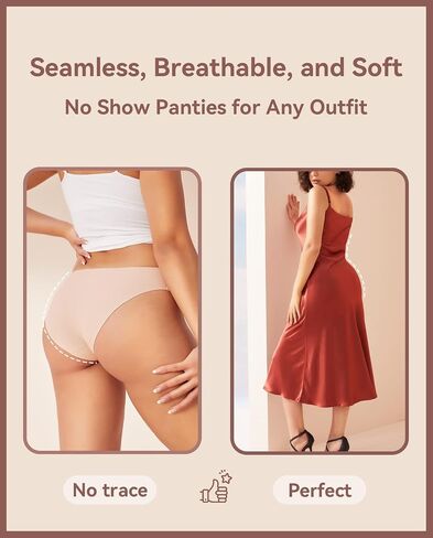 Women's Seamless Bikini Underwear No Show Panties Invisibles Briefs Soft Stretch Hipster Perfect for Legging, 4-Pack in Saudi Arabia