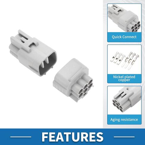 6 Pin Headlight Wiper Spray Connector Plug 2.2mm Series Male Female Wire Terminal Connector for Toyota for Nissan Plastic Gray 1 Set in Saudi Arabia
