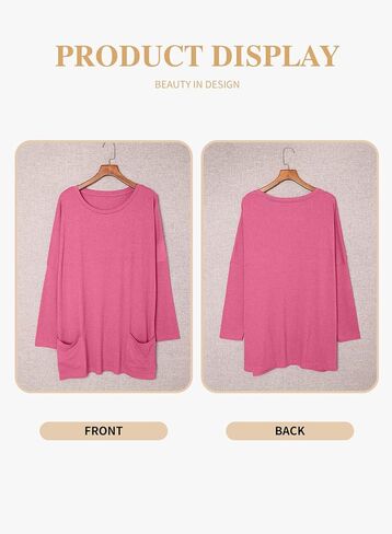Eytino Womens Plus Size Long Sleeve Tops Crewneck Lightweight Sweatshirt Loose Casual Oversized T Shirts with Pockets(1X-5X) in Kuwait