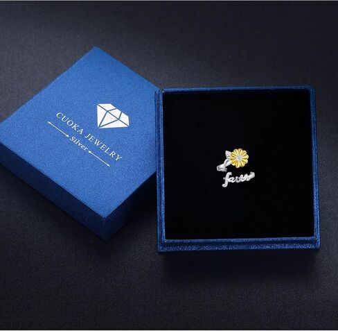 Cuoka Silver Sunflower Faith Anxiety Ring, Adjustable You Are My Sunshine Open Faith Religious Ring Christian Inspiring Incentive Jewerly Gifts for Women in Kuwait