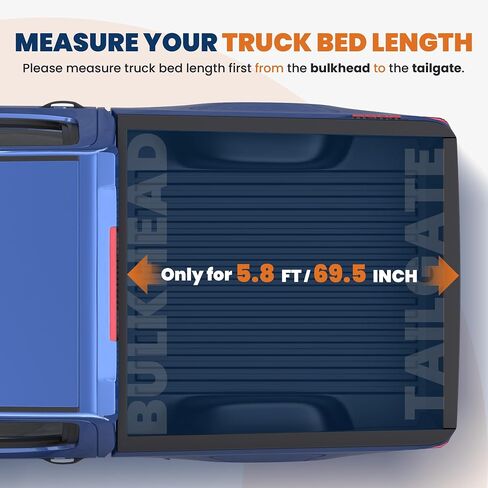 5.8FT Quad Soft Truck Bed Tonneau Cover Compatible for 2019-2025 Chevy Silverado GMC Sierra 1500 New Body Fleetside w/LED Light Strip (W/o Multi-Flex Tailgate and Carbonpro Bed) in Saudi Arabia
