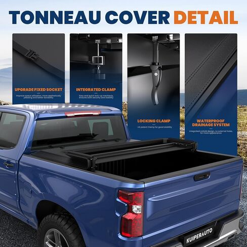 5.8FT Quad Soft Truck Bed Tonneau Cover Compatible for 2019-2025 Chevy Silverado GMC Sierra 1500 New Body Fleetside w/LED Light Strip (W/o Multi-Flex Tailgate and Carbonpro Bed) in Saudi Arabia