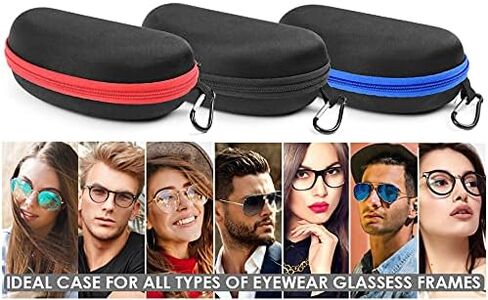 Yogo Vision Sunglasses Case 3 Pack Hard Shell with Clip Portable Travel Zipper Eyeglasses Frame Glasses Case in Kuwait