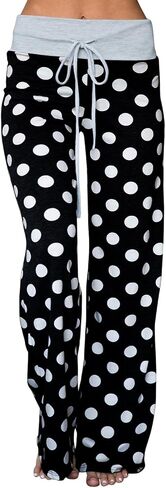 AMiERY Women's Pajama Lounge Pants Floral Striped Polka Dot Print Comfy Casual Stretch Palazzo Bottoms Pants Wide Leg in Saudi Arabia