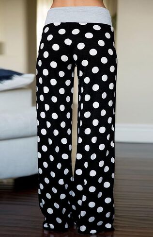 AMiERY Women's Pajama Lounge Pants Floral Striped Polka Dot Print Comfy Casual Stretch Palazzo Bottoms Pants Wide Leg in Saudi Arabia
