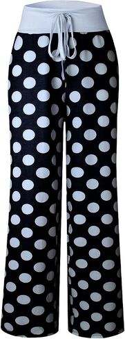 AMiERY Women's Pajama Lounge Pants Floral Striped Polka Dot Print Comfy Casual Stretch Palazzo Bottoms Pants Wide Leg in Saudi Arabia